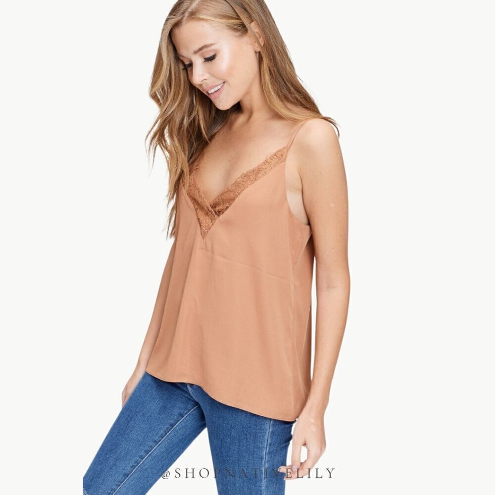 White Birch Lace V Neck Tank Top Size Small Rust Orange Adjustable Strap NWT - Picture 2 of 4